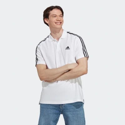 Abbildung von adidas Sportswear Essentails Embroidered Small LOGO Poloshirt, Herren, Größe: Medium, White black