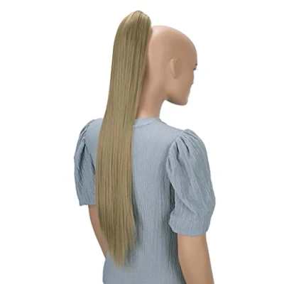 Abbildung von CAISHA 70cm Extralang Clip On Haarteil Zopf Pferdeschwanz Hitzebeständig Synthetik Glatt Blond H78