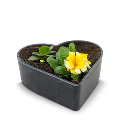 Abbildung von matches21 HOME &amp; HOBBY Blumentopf Pflanzschale Dekoschale für aussen schwarz Herz Form 22 cm (1 St), Wetterfeste Blumen Schale als Garten Deko oder Friedhof Grab Schmuck