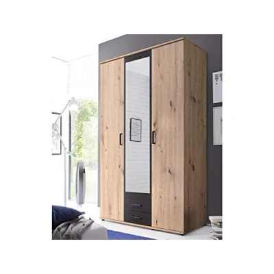 Abbildung von möbelando Kleiderschrank Drehtürenschrank Holzrschrank Schrank Schlafzimmer Cilli I