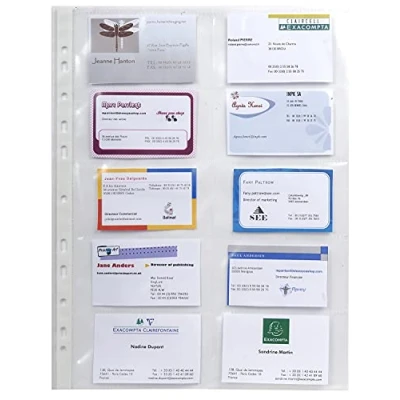 Abbildung von Exacompta 55046E 10er Pack Premium PP Kunststoff Visitenkartenhüllen. für DIN A4 transparent genarbt mit 10 Fächern Klarsichtfolie Plastikhülle Klarsichthülle ideal Ordner und Hefter