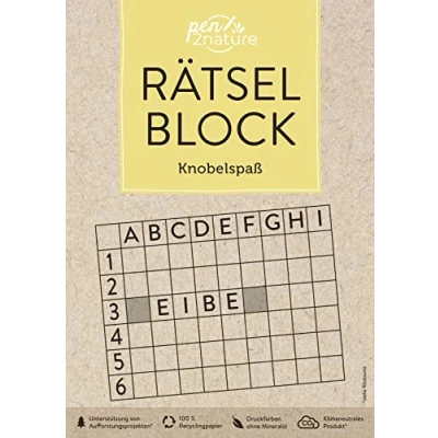 Abbildung von Rätselblock Knobelspaß: pen2nature: 100 % Recyclingpapier klimaneutrale Produktion unterstützt Aufforstungsprojekte (pen2nature books)