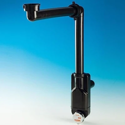Abbildung von SO TECH® Siphon Raumsparsiphon 32 40 mm Ablaufgarnitur f. Küche und Bad, Raumspar schwarz mit Reinigungsöffnung