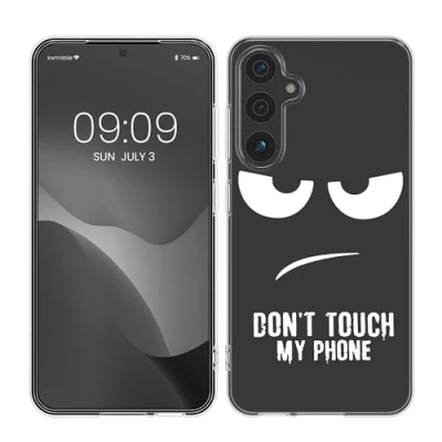 Abbildung von kwmobile Case kompatibel mit Samsung Galaxy A55 5G Hülle Silikon Transparent Don&#039;t Touch My Phone Schwarz