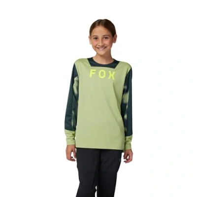 Abbildung von Fox Racing Unisex Kinder Langärmeliges Fahrradtrikot, Fox, Junior Defend Taunt, Hellgrün, Ym T Shirt, grün, M