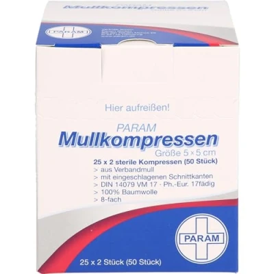 Abbildung von Mullkompressen 5x5 cm steril 8fach 25X2 St