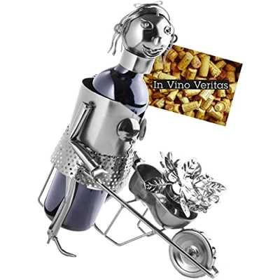 Abbildung von BRUBAKER Weinflaschenhalter Gärtnerin Metall Skulptur Flaschenständer Garten Geschenk für Weinliebhaber mit Grußkarte