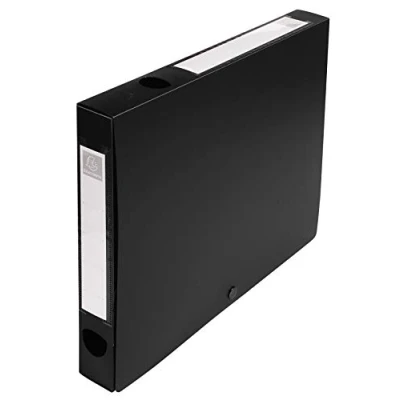 Abbildung von Exacompta 54631E 10er Pack Sammelbox OPAK für DIN A4 mit Rückenschild beidseitig 40 mm breit aus starkem Kunststoff Archivbox Heftbox Sammelmappe ideal Schule und Büro schwarz