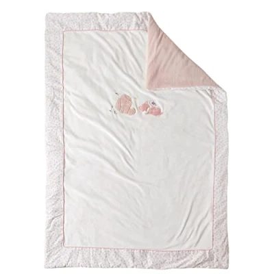 Abbildung von Nattou Große Kuscheldecke für Babys aus Baumwolle und Polyester, Fuchs Hase, Mit Wendemotiv, 135 x 100 cm, Alice Pomme, Rosa