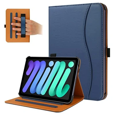Abbildung von FANRTE Schutzhülle für iPad Mini 6 2021 (8,3 Zoll), Multi Winkel Betrachtung Folio Stand Schutzhülle, mit automatische Wake/Sleep Funktion, Kompatibel Generation 2021, (Dunkelblau)