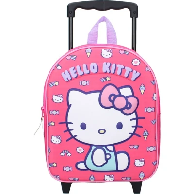 Abbildung von Hello Kitty Kinderrucksack 3D Trolley Rucksack Rosa mit abnehmbarem Griff und Rollen