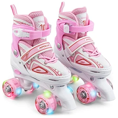 Abbildung von Rollschuhe Super Quad X Pro LED größenverstellbar Wei��/Pink