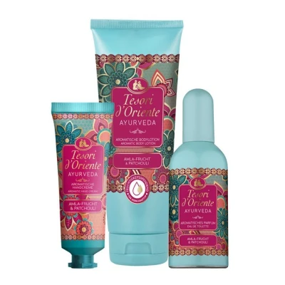 Abbildung von Tesori d&#039;Oriente Pflege Geschenkset Pflegeset Ayurveda: Handcreme, Bodylotion &amp; EDT Wellness Rituale Set, 3 tlg.