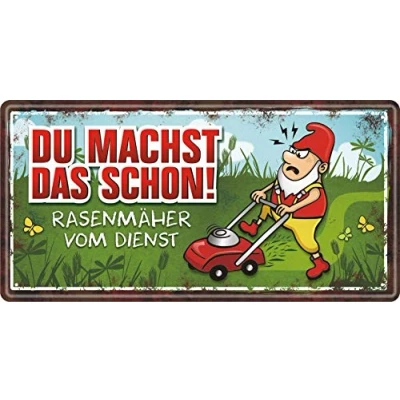 Abbildung von AV Andrea Verlag Großes Metallschild Blechschild Du Machst das Schon Türschild Schild mit lustigem Spruch Gartenschild Garten im Vintage Retro Look