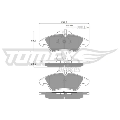 Abbildung von TOMEX brakes TX 10 931 Bremsbelagsatz Vorderachse inkl. Verschleißwarnkontakt MERCEDES BENZ: Sprinter 3 T Kastenwagen, Vito Bus