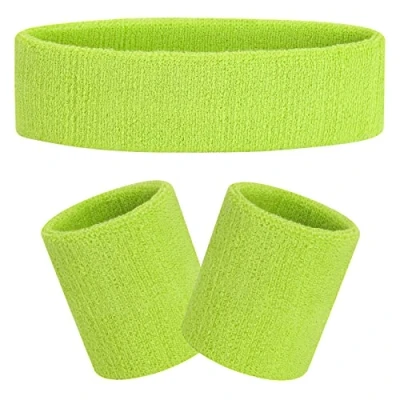 Abbildung von FACATH Gestreiftes Schweißband Set Sport Stirnband Armband Frottee Sportübungs Basketball Stirnbänder