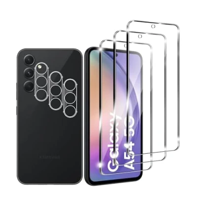 Abbildung von Zicurz 3+3 Stück Schutzglas für Samsung Galaxy A54 5G, Panzer Schutz Glas, 3 Schutzfolie und Kamera Schutzglas, HD Displayschutz, Blasenfrei, 5G