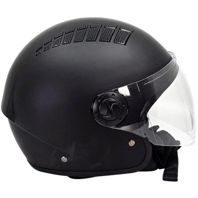 Abbildung von BHR Helm Demi Jet 834 Flow Sommer Rollerhelm Homologiert ECE 22.06 mit 16 Belüftungslöchern Vespa Kratzfestem Visier und Mikrometrischer Auslösung Mattschwarz S