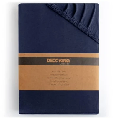 Abbildung von DecoKing Spannbettlaken 180x200 200x200 cm 100% gekämmte Baumwolle Dunkelblau Spannbetttücher Jersey Boxspringbett Amber 180 x 200