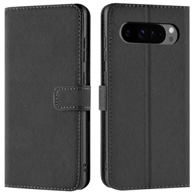 Abbildung von Verco Handyhülle für Google Pixel 9 Pro XL Hülle, Bookcase Tasche Flipcover Case [Kartenfächer/Aufstellfunktion], Schwarz