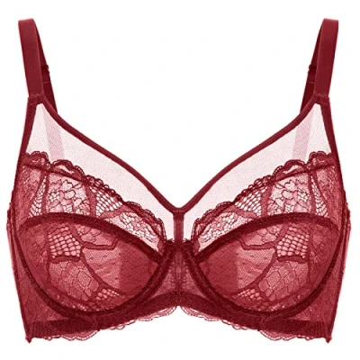 Abbildung von DOBREVA Damen Spitzen Minimizer BH mit Bügel Große Brüste Sexy Vollschalen Ungefüttert Bossa Nova 80F