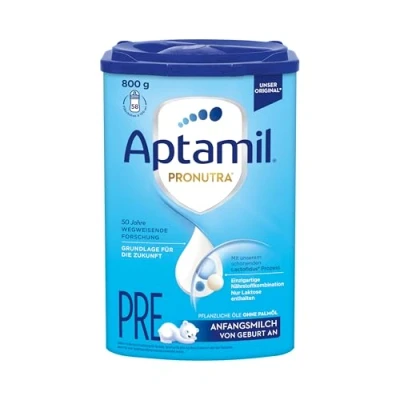 Abbildung von Aptamil Pronutra PRE Anfangsmilch von Geburt an, Mit DHA, Nur Laktose, Ohne Palmöl, Babynahrung, Milchpulver, 1x 800 g