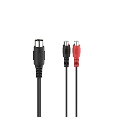 Abbildung von Hama Audio Adapter Cinch Kupplung auf DIN 5 polig Kabel, RCA Buchse, Pol. Stecker (10 cm), 2x Buchse Chinch Stereo