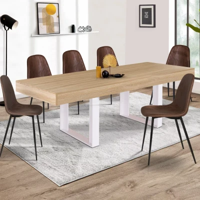 Abbildung von IDMarket Esstisch, rechteckig, Phoenix, 10 Personen, Holz und Weiß, 200 cm