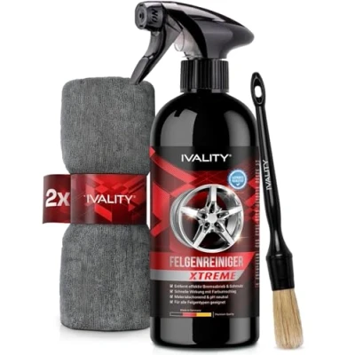 Abbildung von Ivality® Premium Felgenreiniger kraftvolle Felgen Reinigung besonders materialschonend mit Farbumschlag Auto Alufelgen Reiniger Made IN Germany