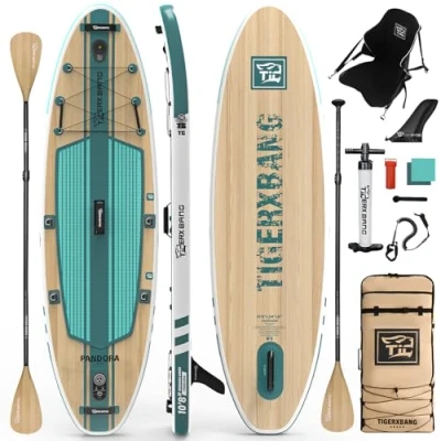 Abbildung von TIGERXBANG SUP Board, Stand Up Paddling Board 10&#039;8&quot; 330 x 86 15 cm mit Premium Komplett Aufblas Zubehör, extra breite Paddleboards für Erwachsene und Kinder Pandora Chili Rot