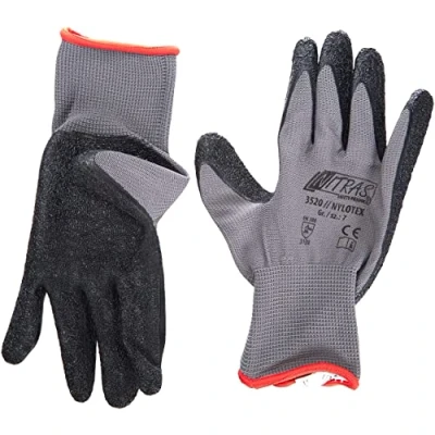 Abbildung von NITRAS Nylotex 3520 Nylon Latexhandschuhe Arbeitshandschuhe 12 PAAR, Grau/Schwarz, 7/M