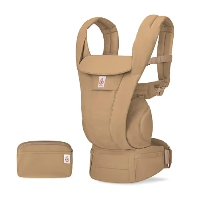 Abbildung von Ergobaby Omni Deluxe All in One Babytrage für Neugeborene ab Geburt bis 20kg, Ergonomische 4 Positionen aus 100% Baumwolle, Rückentrage Baby Tragetasche, Camel