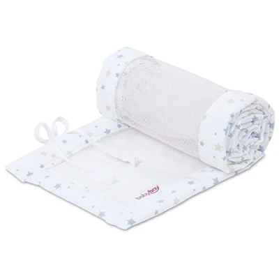Abbildung von babybay Nestchen Mesh Piqué für Modell Boxspring XXL, weiß Sternemix sand/azurblau