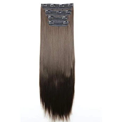 Abbildung von CAISHA XXL 60cm 4 Teile Set CLIP IN EXTENSIONS Haarverlängerung Haarteil Voluminös Glatt Schokobraun CES303