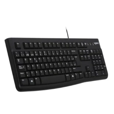 Abbildung von Logitech K120 Kabelgebundene Business Tastatur für Windows und Linux, USB Anschluss, Leises Tippen, Robust, Spritzwassergeschützt, Tastaturaufsteller, Tschechisches Layout Schwarz