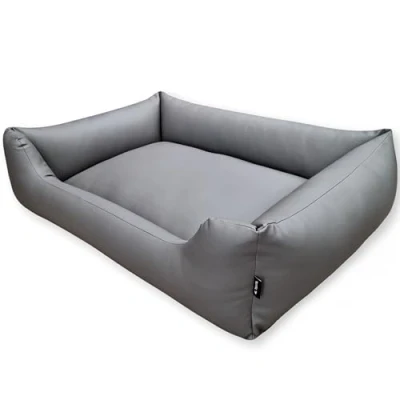 Abbildung von 4L Textil Mario Wasserfestes Hundebett Kunstleder Hundekorb aus große und mittelgroße Hunde Hundesofa XXL Hundekissen wasserfest (140x110 cm, Grau)