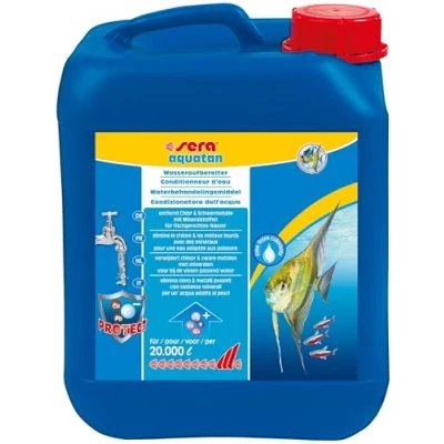Abbildung von sera aquatan 5 l Wasseraufbereiter Aquarium entfernt sofort Chlor &amp; Schwermetalle Mit Mineralstoffen Für fischgerechtes Wasser pH Neutrale Hautschutzkolloide 20.000 Liter Aquarienwasser