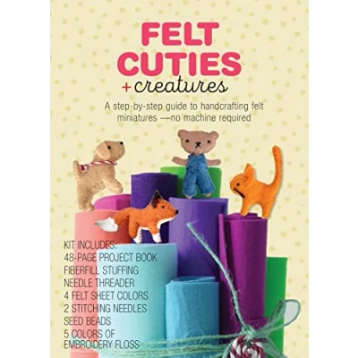 Abbildung von felt Cuties &amp; Creatures: A step by guide to handcrafting miniatures no machine required Kit Includes: 48 page Project Book, Needle ... Seed Beads, 5 Colors of Embroidery Floss