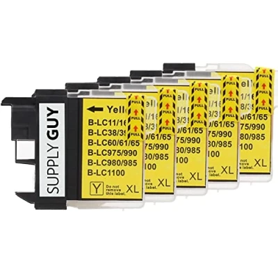 Abbildung von Supply Guy 5 Druckerpatronen kompatibel mit Brother LC 1100 Gelb passend für Drucker Siehe Produktseite