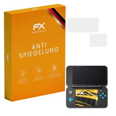 Abbildung von atFoliX Panzerfolie kompatibel mit Nintendo New 2DS XL Schutzfolie, entspiegelnde und stoßdämpfende FX Folie (3er Set)
