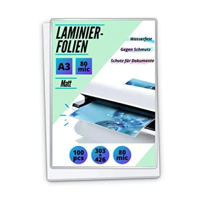 Abbildung von 100 PREMIUM Laminierfolien DIN A3 matt 2 x 80mic (160 mic)