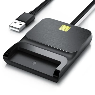 Abbildung von CSL USB Chipkartenleser SmartCard Reader/SIM Kartenleser Plug&amp;Play Power/Status LED Bus Powered kompatibel mit Mac OS X + Windows 7 11 schwarz