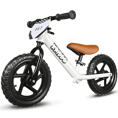Abbildung von KRIDDO Kinder Laufrad ab 2 Jahren, Lauflernrad Spielzeug für 18 Monate bis 5 Jahre, 12 Zoll mit individualisierbarem Schild, Geschenk Fahrrad Jungs und Mädchen, Baby Balance Bike(2 3 Jahre), Weiß