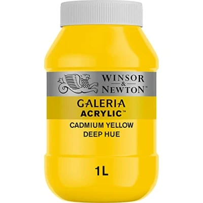 Abbildung von Winsor &amp; Newton 2154114 Galeria Acrylfarbe, hohe Pigmentierung, lichtecht, buttrige Konsistenz, 1000 ml Topf Kadmiumgelb Blass