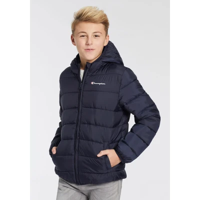Abbildung von Champion Script SHOP Hooded Jacket Contrast Small LOGO Übergangsjacke für Kinder, Größe: 138/142, Navy