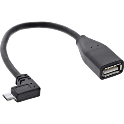 Abbildung von InLine 31606W Micro USB OTG Adapterkabel, B Stecker gewinkelt an A Buchse, 0,1m