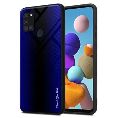 Abbildung von Cadorabo Hülle kompatibel mit Samsung Galaxy A21s Schutzhülle TPU Silikon Case Glas Slim Kratzfest Weiche Gummi Rundumschutz für in Lila