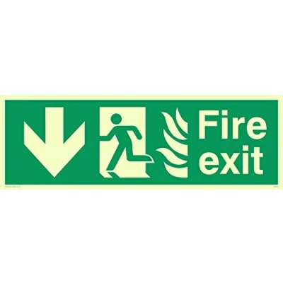 Abbildung von Viking Schilder sg698 l31 pv Schild &quot;Fire Exit Running Man Pfeil nach links unten, nachleuchtend Aufkleber, 100 mm H x 300 W