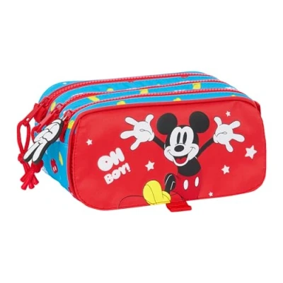 Abbildung von Safta Mickey Mouse Fantastic Federmäppchen, dreifaches Federmäppchen für Kinder, ideal Kinder im Schulalter, bequem und vielseitig, Qualität Widerstandsfähigkeit, 21,5 x 8 10 cm, Blau/Rot,