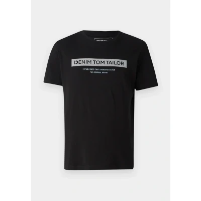 Abbildung von TOM Tailor Denim Printed Tshirt print, Herren, Größe: Small, Deep black